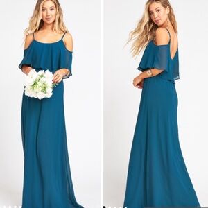 | Show Me Your MuMu | Caitlin Ruffle Maxi Dress Deep Jade Chiffon. Size S.